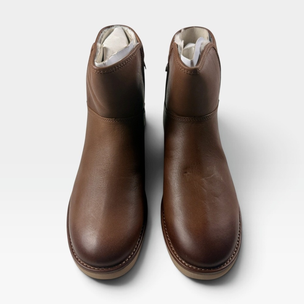 UGG W Abree Mini Leather Boots Womens 11 Bruno Brown Water Resistant New